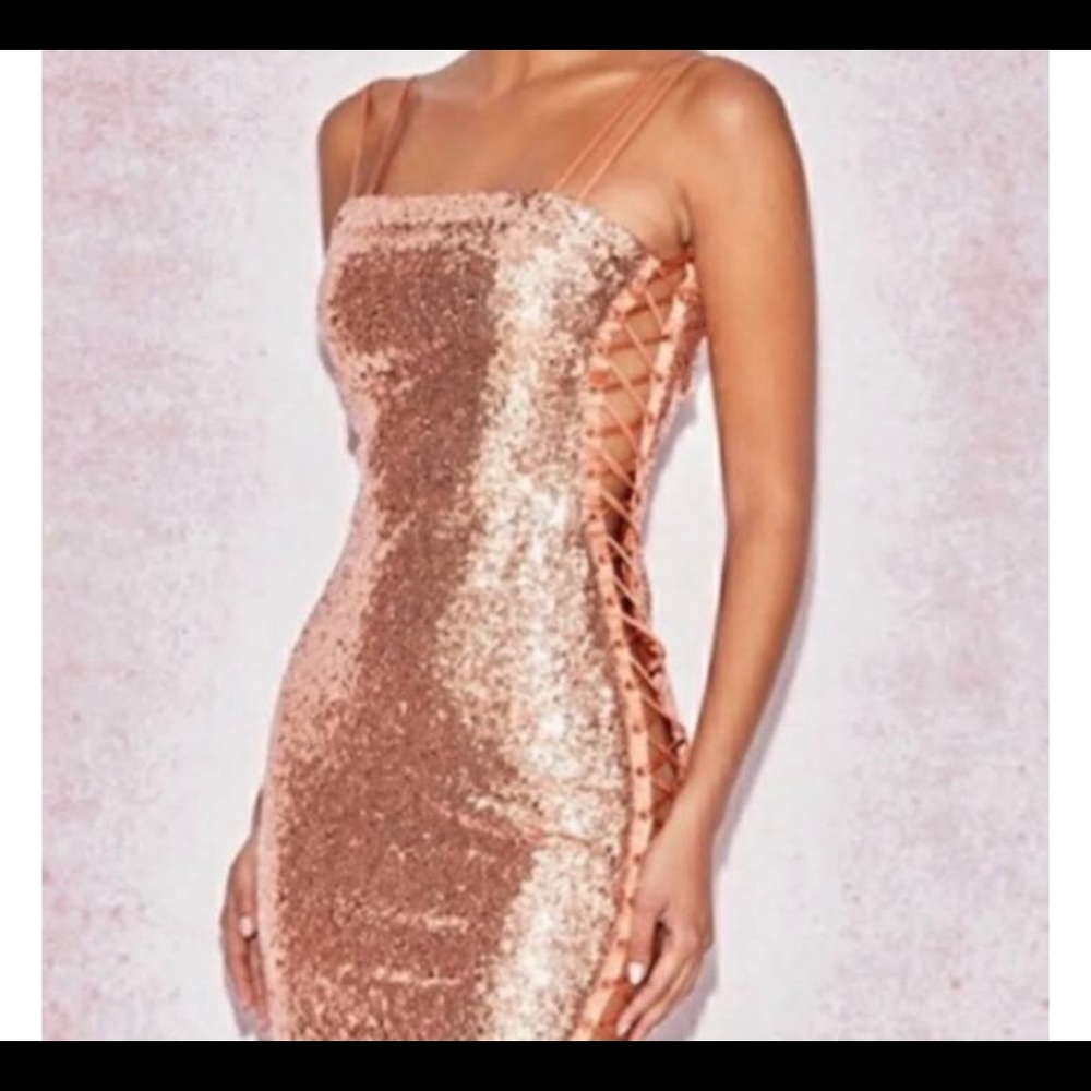 House of CB Harlee Peach Sequin Dress